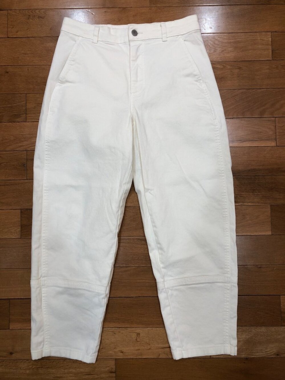 Everlane Organic Cotton High Rise Utility Barrel Off White Ankle Jeans Size 8